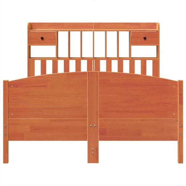 vidaXL Bookcase Bed without Mattress Wax Brown 160x200cm Solid Wood Pine