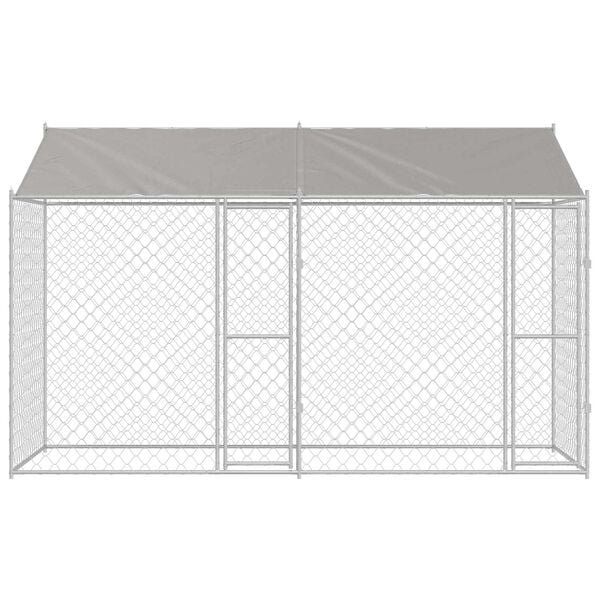 vidaXL Dog Cage with Roof Silver 400 x 200 x 258 cm Steel and PE
