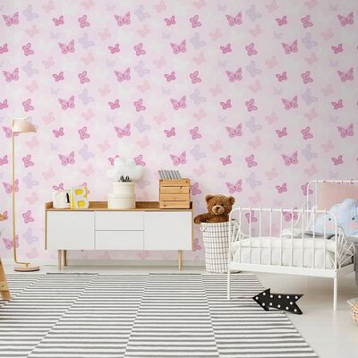 Noordwand Wallpaper Kids @ Home Butterfly Pink