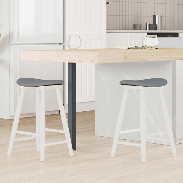 vidaXL Dining Chairs 2 pcs White 46 x 37 x 63 cm Solid Rubber Wood