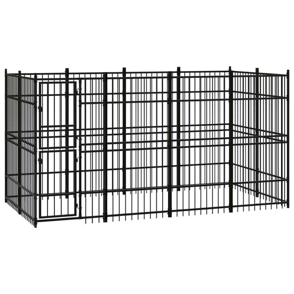 vidaXL Outdoor Dog Kennel Steel 7.37 m&sup2;