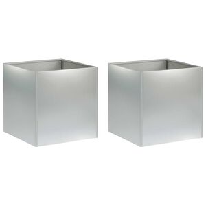 vidaXL Garden Planter 2 pcs Silver 25 x 25 x 25 cm Galvanised Steel