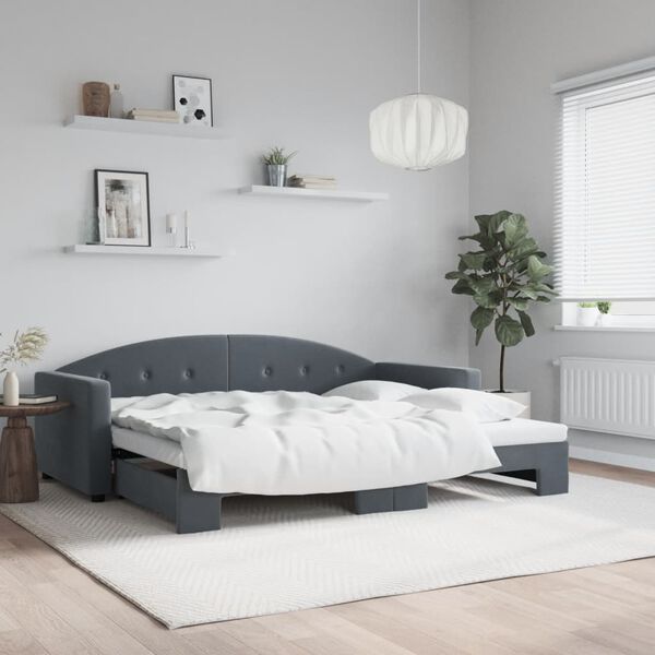 vidaXL Daybed with Trundle without Mattress Dark Grey 90x190 cm Single