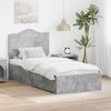 vidaXL Bed Frame with Drawer Concrete Grey 90 x 190 cm Engineered Wood