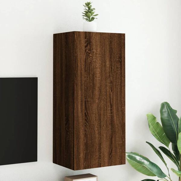 vidaXL TV Wall Cabinet Brown Oak 40.5x30x90 cm Engineered Wood