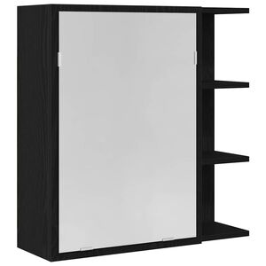 vidaXL Bathroom Mirror Cabinet with Door Black Oak 62.5 x 20.5 x 64 cm