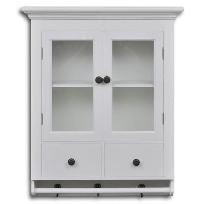 vidaXL Wooden Kitchen Wall Cabinet with Glass Door White