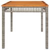 vidaXL Garden Table Grey 140x80x75 cm Poly Rattan Acacia Wood