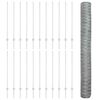 vidaXL Fence with Post Silver 1.2 x 50 m Steel