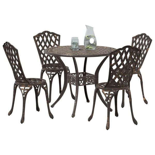 vidaXL Garden Dining Set 5 pcs Bronze 90 x 90 x 75 cm Cast Aluminium