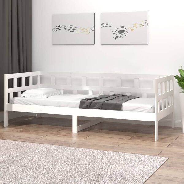 vidaXL Day Bed without Mattress White Solid Wood Pine 90x190 cm Single
