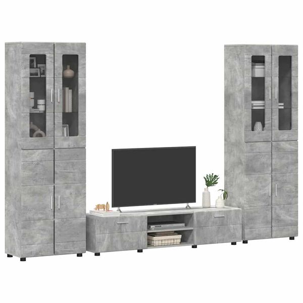 vidaXL TV Cabinet Set with Drawer Concrete Grey Engineered Wood
