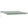 vidaXL Manual Retractable Awning Green and White 4 x 3.5 m