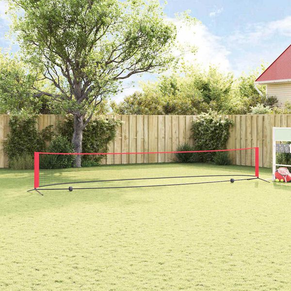 vidaXL Tennis Net Folding Black and Red 595 x 90.5 x 87 cm Polyester