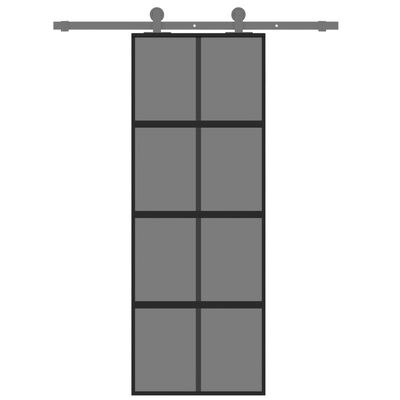 vidaXL Sliding Door Black 76x205 cm Tempered Glass and Aluminium