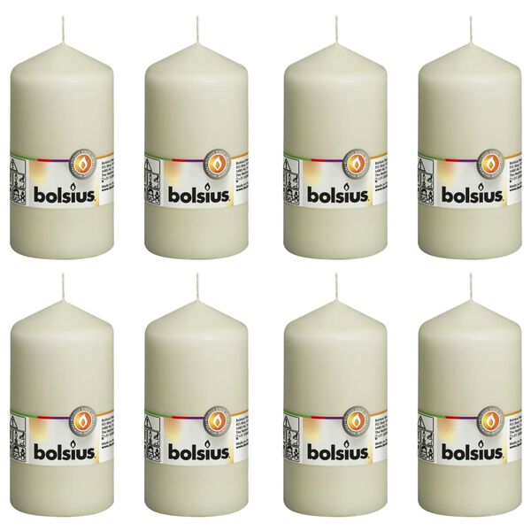 Bolsius Pillar Candles 8 pcs 130x68 mm Ivory