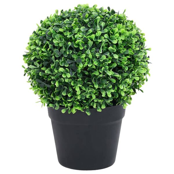 vidaXL Artificial Boxwood Plants 2 pcs with Pots Ball Shaped Green 37 cm
