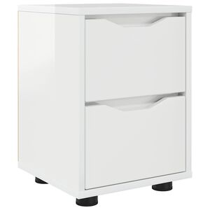 vidaXL Bedside Table with Drawer High Gloss White 30.5 x 30 x 43 cm