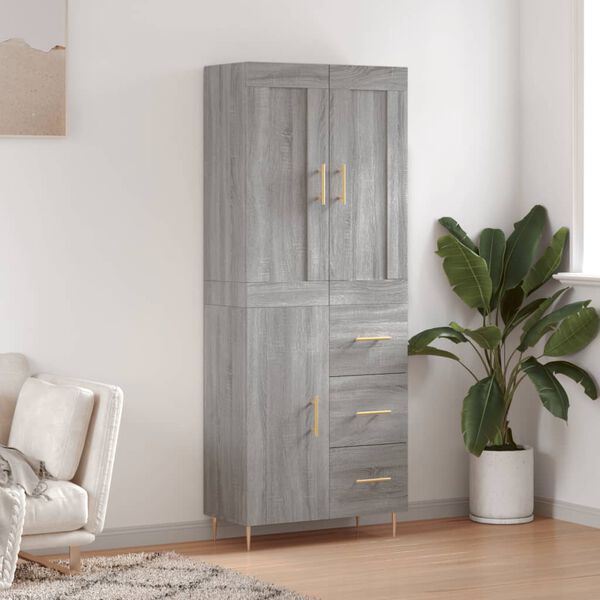 vidaXL Highboard Grey Sonoma 69.5x34x180 cm Engineered Wood