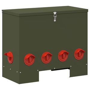 vidaXL Chicken Feeder Olive Green 60.5 x 29 x 51 cm 25 kg