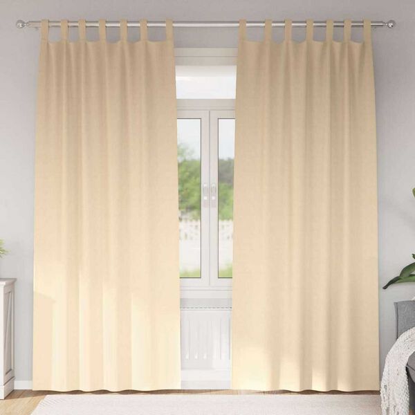 vidaXL Blackout Curtains with Rings 2 pcs Cream 225 x 140 cm Polyester