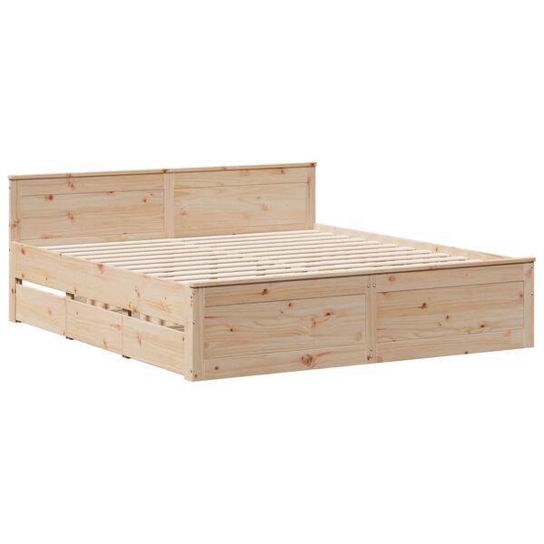 vidaXL Bed Frame without Mattress with Headboard 200x200 cm Solid Wood Pine
