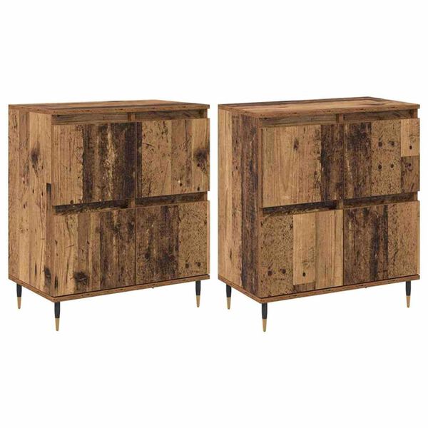vidaXL Storage Cabinet 2 pcs Old Wood 60 x 35 x 70 cm