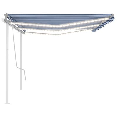 vidaXL Automatic Awning with LED&Wind Sensor 6x3 m Blue and White
