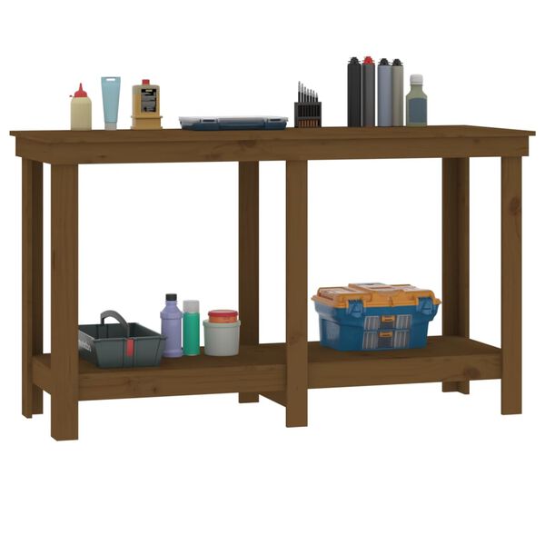 vidaXL Work Bench Honey Brown 140x50x80 cm Solid Wood Pine