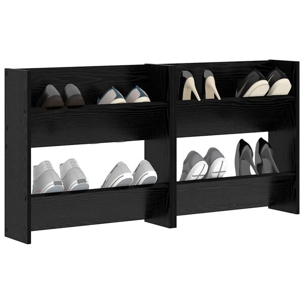 vidaXL Shoe Cabinet 2 pcs Black Oak 60 x 18 x 60 cm Engineered Wood