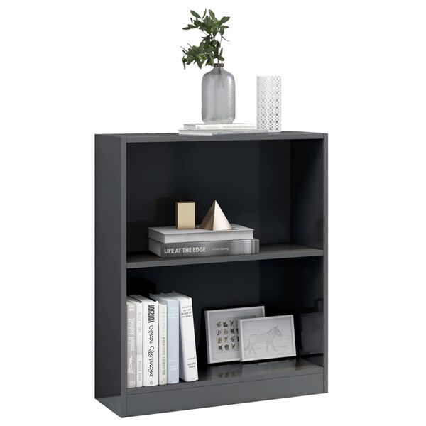 vidaXL Bookshelf High Gloss Grey 60x24x76 cm Engineered Wood