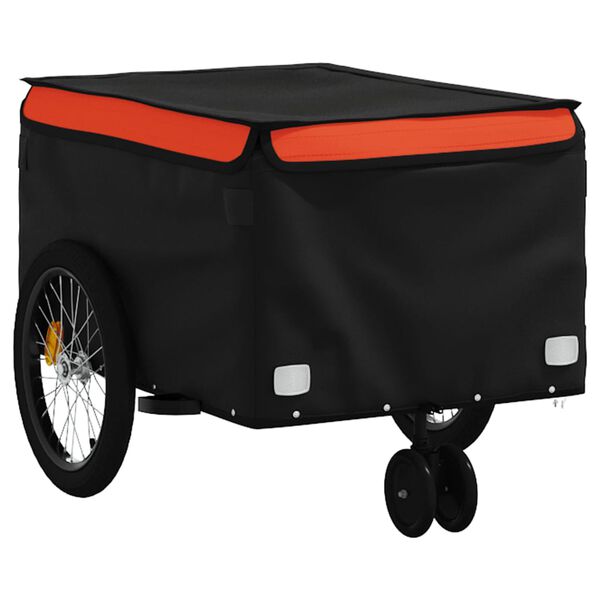 vidaXL Bike Trailer Black and Orange 30 kg Iron
