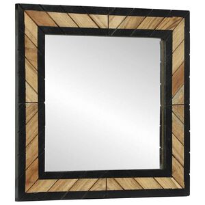 vidaXL Wall Mirror Black and Brown 50 x 2 x 50 cm Solid Acacia Wood