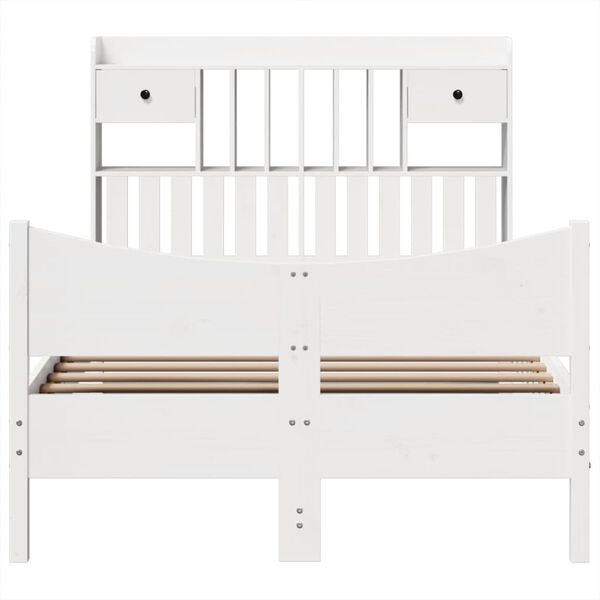 vidaXL Bed Frame without Mattress White 135x190 cm Double Solid Wood Pine