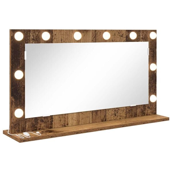vidaXL Vanity Mirror with LED Strip Lights Old Wood 80 x 45 x 18 cm