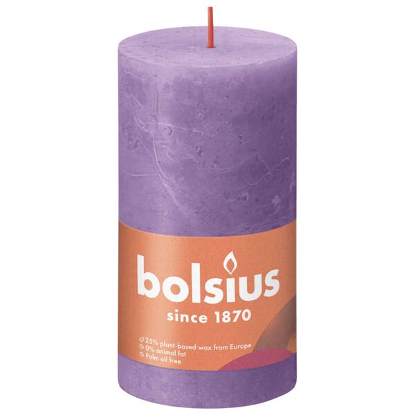 Bolsius Rustic Pillar Candles Shine 4 pcs 130x68 mm Vibrant Violet