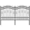 vidaXL Garden Fence with Spear Top Black 240x125 cm Powder-coated Steel