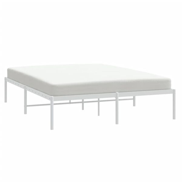 vidaXL Metal Bed Frame without Mattress White 140x200cm