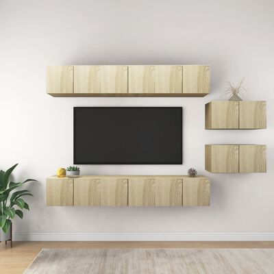 vidaXL TV Cabinets 8 pcs Sonoma Oak Engineered Wood