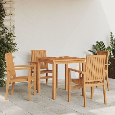 vidaXL Stackable Garden Chairs 4 pcs 56.5x57.5x91 cm Solid Wood Teak