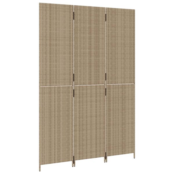 vidaXL Room Divider 3 Panels Beige Poly Rattan