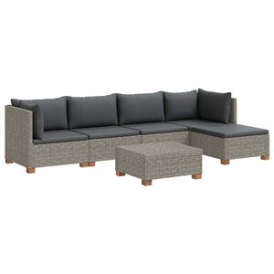 vidaXL 6 pcs Rattan Lounge Set with Cushions GENDT Natural Rattan