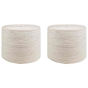 vidaXL Jute Twine 2 pcs 2 mm White 100% Tossa jute
