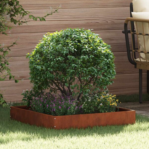 vidaXL Lawn Edging 6 pcs Rusty 60 x 60 x 13 cm Weathering Steel