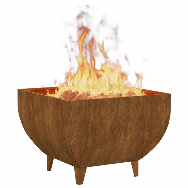 vidaXL Fire Pit 50x50x37 cm Corten Steel