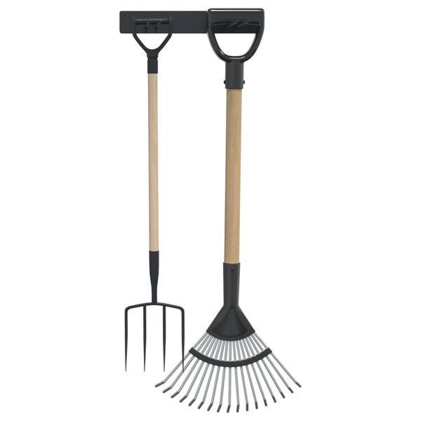 vidaXL Garden Tool Storage Rack Wall Mounted Black Steel