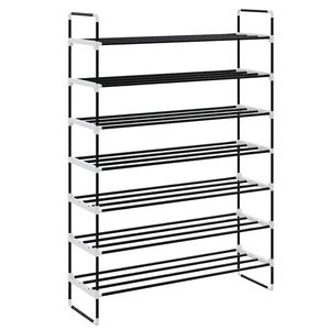vidaXL Shoe Rack with 7 Shelves Metal and Plastic Black
