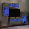 vidaXL 5 Piece TV Wall Units with LED Concrete Grey Engineered Wood