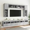 vidaXL 8 Piece TV Wall Cabinet Set with LED Lights Concrete Grey