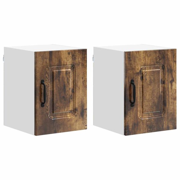 vidaXL Kitchen Cabinet Kalmar 2 pcs Smoked Oak 30 x 31 x 40 cm